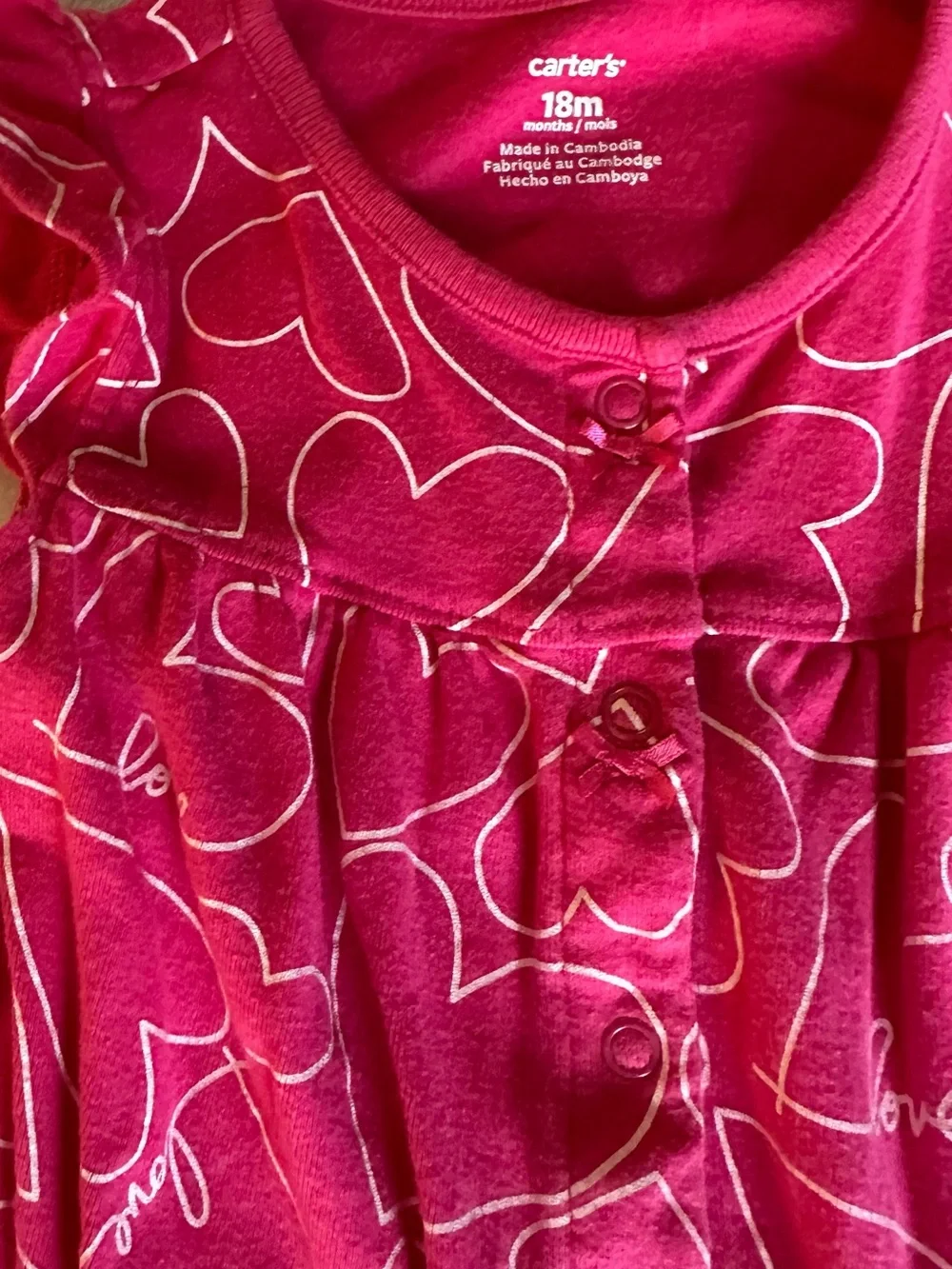 Carter's Bright Pink Heart-Print Romper Pajamas
